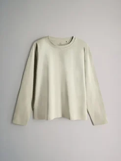 The Set Relaxed Fit 4 Pack 100% Cotton Relaxed Long Sleeve T-Shirts Light Green/Pink/White/Stripe Outlet