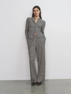 The Set Stripe 2 Pack Button Through Long Sleeve Top and Drawstring Trousers Co-Ord Set Online