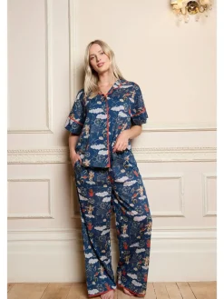 Their Nibs Navy Blue Lucky Love Cotton Voile Oversized Long Pyjamas Set Hot