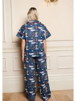 Their Nibs Navy Blue Lucky Love Cotton Voile Oversized Long Pyjamas Set Hot