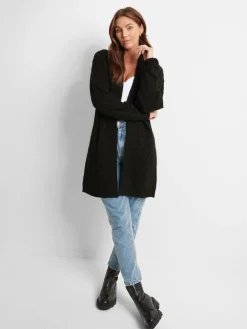 Threadbare Black Cable Knit Cardigan Discount