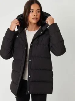 Threadbare Black Curve Puffer Jacket Online