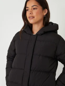Threadbare Black Curve Puffer Jacket Online