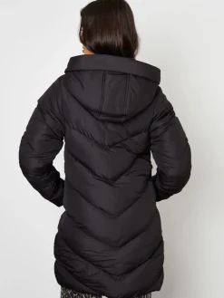 Threadbare Hooded Padded Mid Length Jacket Black Hot