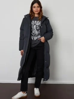 Threadbare Maxi Puffer Jacket Black Hot