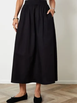 Threadbare Black Midi Skirt with Pockets Outlet