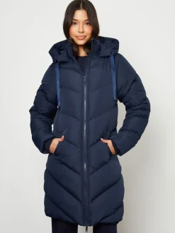 Threadbare Hooded Padded Mid Length Jacket Blue Hot