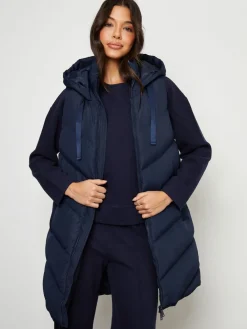 Threadbare Longline Padded Gilet Blue New