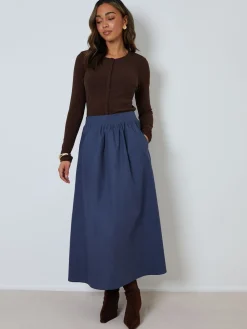 Threadbare Blue Midi Skirt with Pockets Best