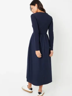 Threadbare Blue Rib Jersey 2-In-1 Midi Dress with Poplin Skirt Sale