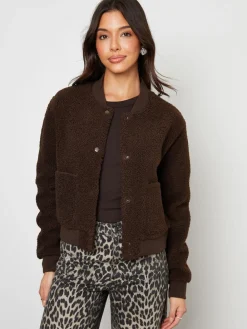 Threadbare Borg Bomber Jacket Brown Sale