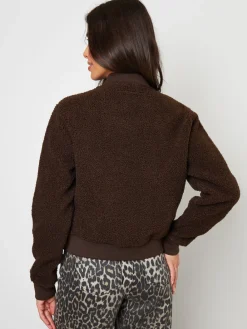 Threadbare Borg Bomber Jacket Brown Sale