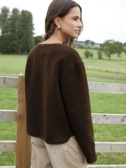 Threadbare Borg Fleece Toggle Jacket Brown Outlet