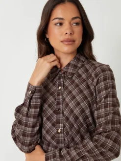 Threadbare Brown Check Belted Midi Shirt Dress Discount