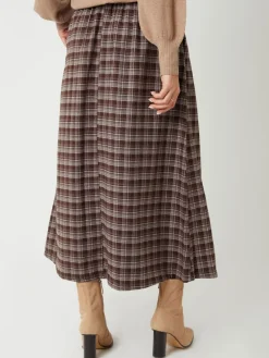 Threadbare Brown Check Pull On Midaxi Skirt Best