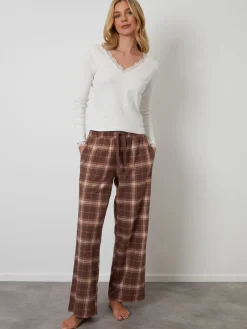 Threadbare Cotton Long Sleeve Pyjamas Set Brown