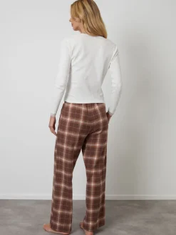 Threadbare Cotton Long Sleeve Pyjamas Set Brown