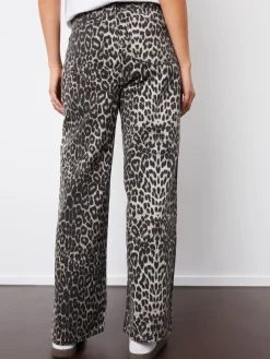 Threadbare Brown Leopard Print Petite Wide Leg 100% Cotton Jeans