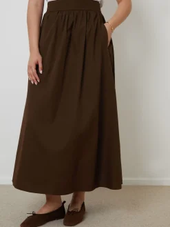 Threadbare Brown Midi Skirt with Pockets Outlet