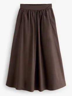 Threadbare Brown Midi Skirt with Pockets Outlet