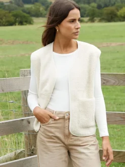 Threadbare Reversible Borg Gilet Cream