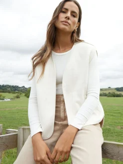 Threadbare Reversible Borg Gilet Cream
