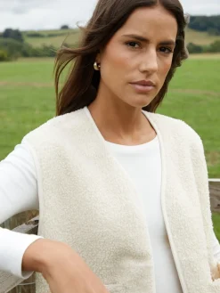 Threadbare Reversible Borg Gilet Cream