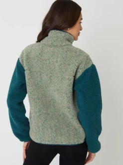 Threadbare Colourblock Snap Borg Fleece Green Online
