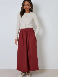 Threadbare Maroon Red Midi Skirt with Pockets Sale