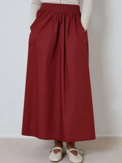 Threadbare Maroon Red Midi Skirt with Pockets Sale