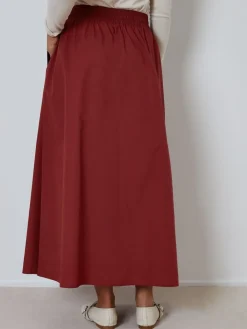 Threadbare Maroon Red Midi Skirt with Pockets Sale