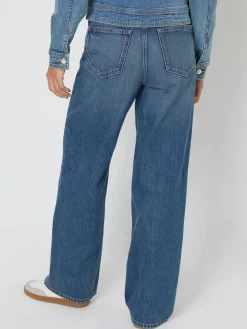 Threadbare Baggy Wide Leg Jeans Mid Blue