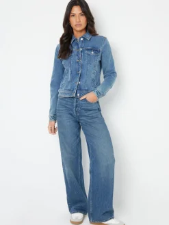 Threadbare Baggy Wide Leg Jeans Mid Blue