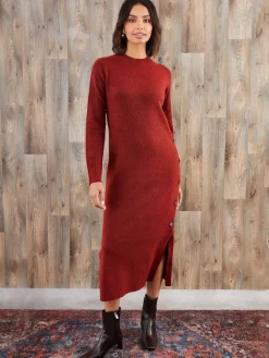 Threadbare Knitted Side Button Detail Maxi Dress Orange Hot