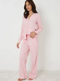 Threadbare Pink Check Long Sleeve Pyjamas Set Best