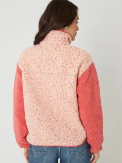 Threadbare Colourblock Snap Borg Fleece Pink Sale