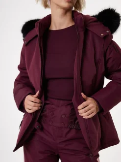 Threadbare Belted Padded Ski Jacket Red Discount