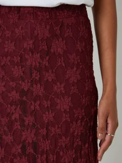 Threadbare Pull On Lace Maxi Skirt Red New