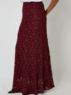 Threadbare Pull On Lace Maxi Skirt Red New