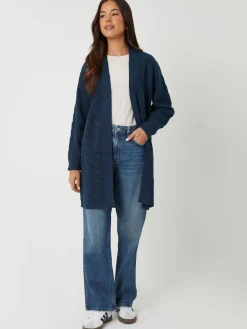 Threadbare Sky Blue Cable Knit Cardigan Discount