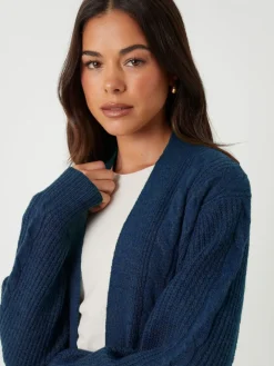 Threadbare Sky Blue Cable Knit Cardigan Discount