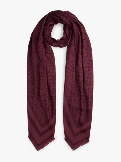 Tommy Hilfiger Monogram Scarf With Wool Red New