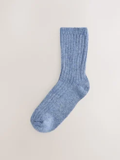 Next Tonal Blue Thermal Wool Blend Ankle Socks 3 Pack With Silk Outlet