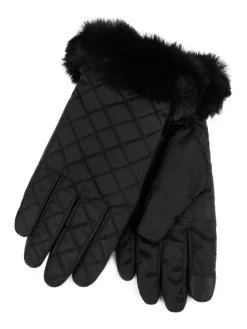 Totes Black SmarTouch Water Repellent Padded Gloves With Fur Cuff Best