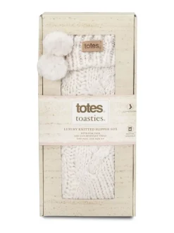 Totes Cream Toasties Ladies Luxury Chunky Knit Slipper Socks Sale