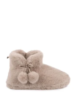 Totes Cream Toasties Ladies Faux Fur Boot Slippers New