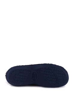 Totes Navy Isotoner Popcorn Terry Mules Slippers Sale