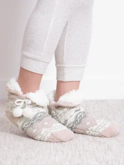 Totes Pink Toasties Ladies Chenille Crop Knitted Slipper Socks Best