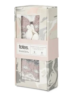 Totes Pink Toasties Ladies Chenille Crop Knitted Slipper Socks Best