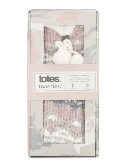 Totes Pink Toasties Ladies Chenille Crop Knitted Slipper Socks Best